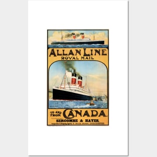 Allan Line Royal Mail To and From Canada Advertisement Vintage Steam Ship Posters and Art